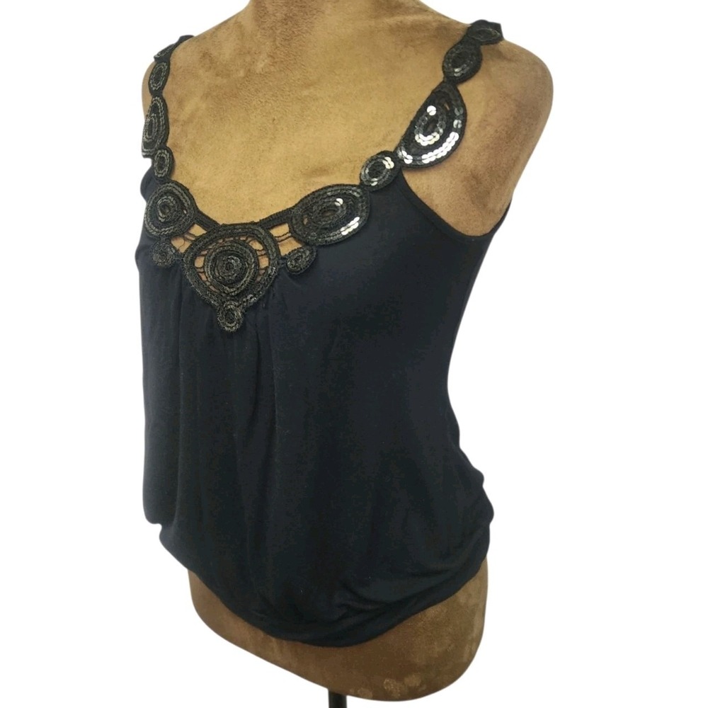 Y2K Tank Top Wet Seal Size S Black Sequin Going Out Women's